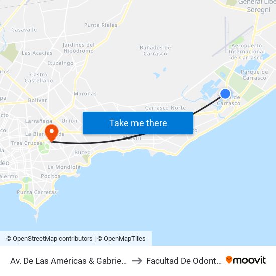 Av. De Las Américas & Gabriela Mistral to Facultad De Odontología map