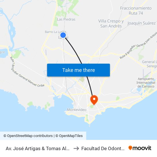 Av. José Artigas & Tomas Aldabalde to Facultad De Odontología map