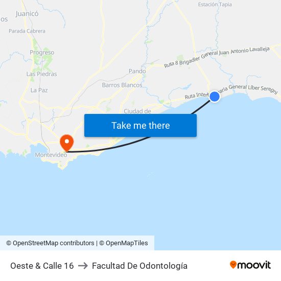 Oeste & Calle 16 to Facultad De Odontología map