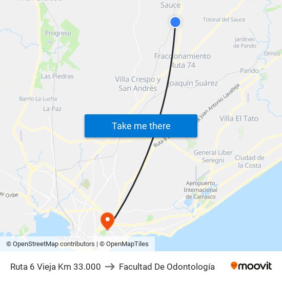 Ruta 6 Vieja Km 33.000 to Facultad De Odontología map