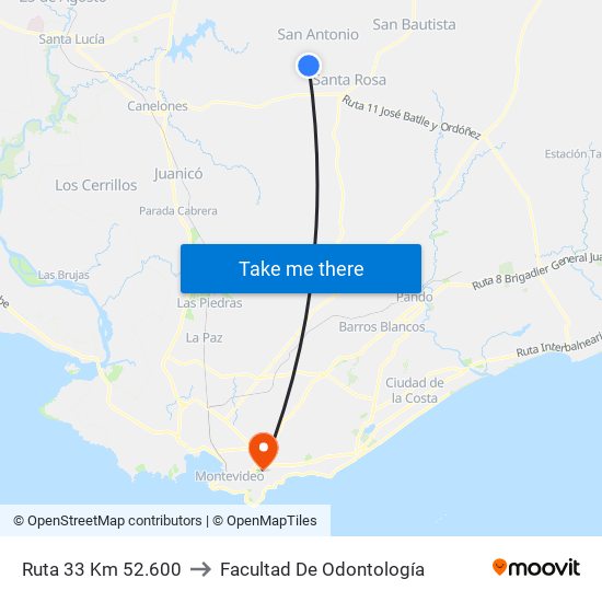 Ruta 33 Km 52.600 to Facultad De Odontología map