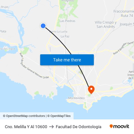 Cno. Melilla Y Al 10600 to Facultad De Odontología map