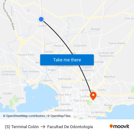 (S) Terminal Colón to Facultad De Odontología map