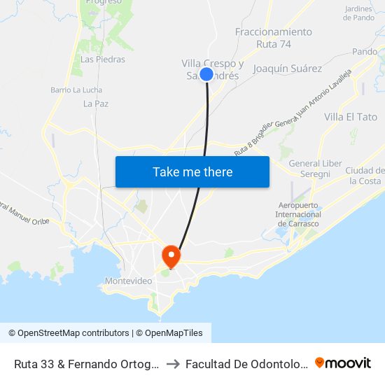 Ruta 33 & Fernando Ortogués to Facultad De Odontología map