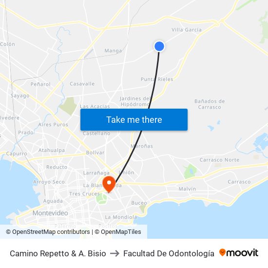 Camino Repetto & A. Bisio to Facultad De Odontología map