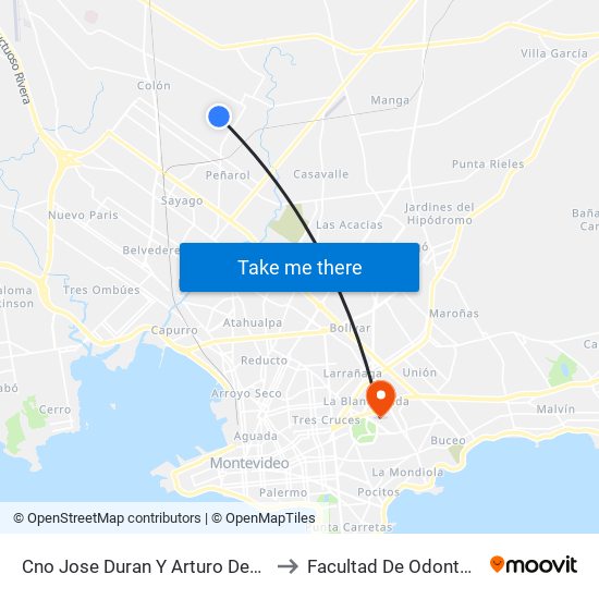 Cno Jose Duran Y Arturo Despouey to Facultad De Odontología map