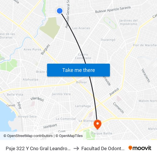 Psje 322 Y Cno Gral Leandro Gomez to Facultad De Odontología map