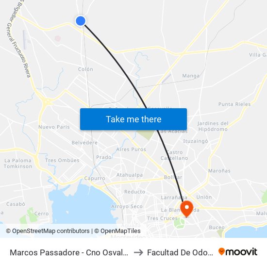 Marcos Passadore - Cno Osvaldo Rodriguez to Facultad De Odontología map