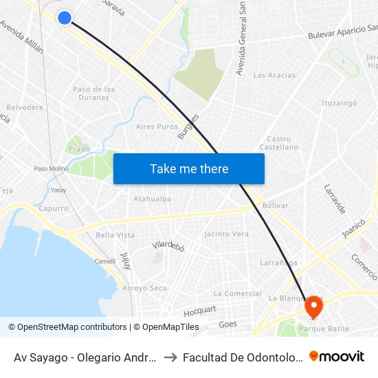 Av Sayago - Olegario Andrade to Facultad De Odontología map