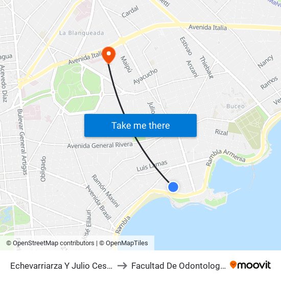 Echevarriarza Y Julio Cesar to Facultad De Odontología map