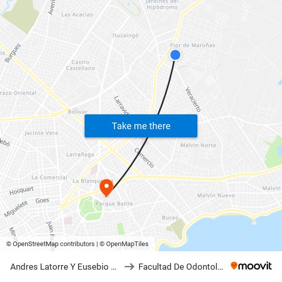 Andres Latorre Y Eusebio Vidal to Facultad De Odontología map