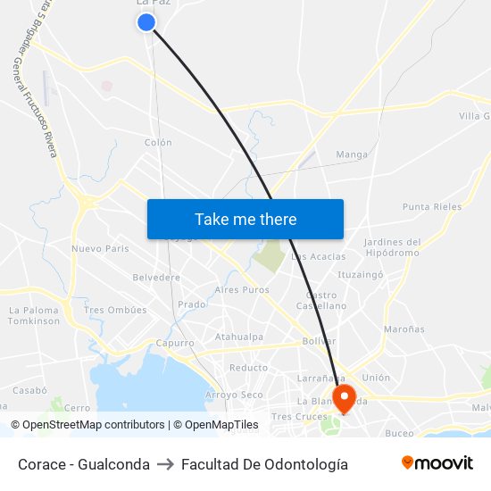 Corace - Gualconda to Facultad De Odontología map