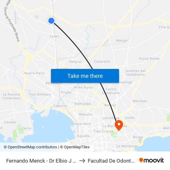 Fernando Menck - Dr Elbio J Dodera to Facultad De Odontología map