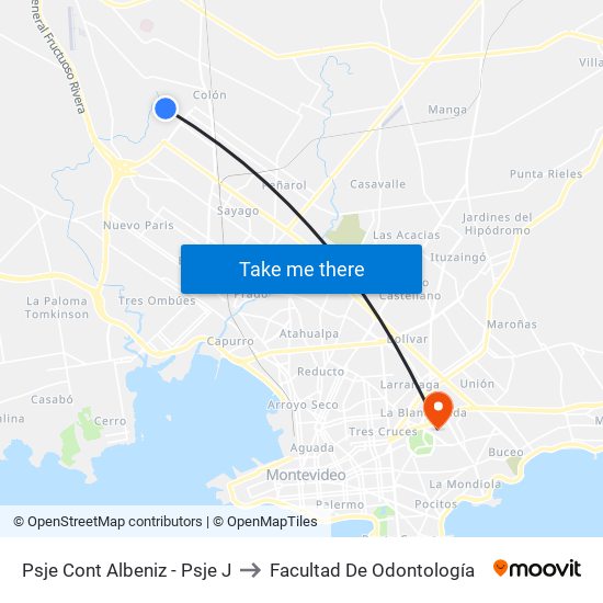 Psje Cont Albeniz - Psje J to Facultad De Odontología map