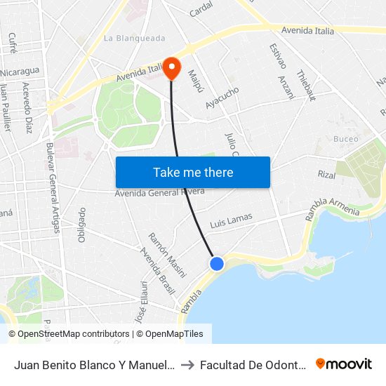 Juan Benito Blanco Y Manuel Pagola to Facultad De Odontología map