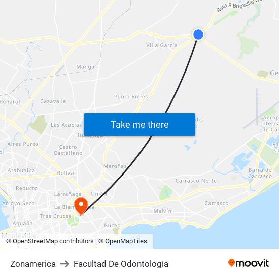 Zonamerica to Facultad De Odontología map