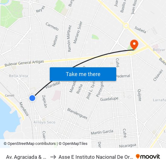 Av. Agraciada & García Morales to Asse E Instituto Nacional De Ortopedia Y Traumatología map