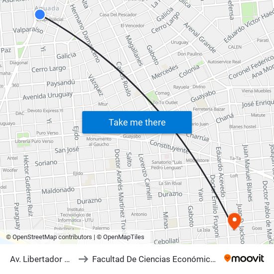 Av. Libertador & Nueva York to Facultad De Ciencias Económicas Y De Administración map