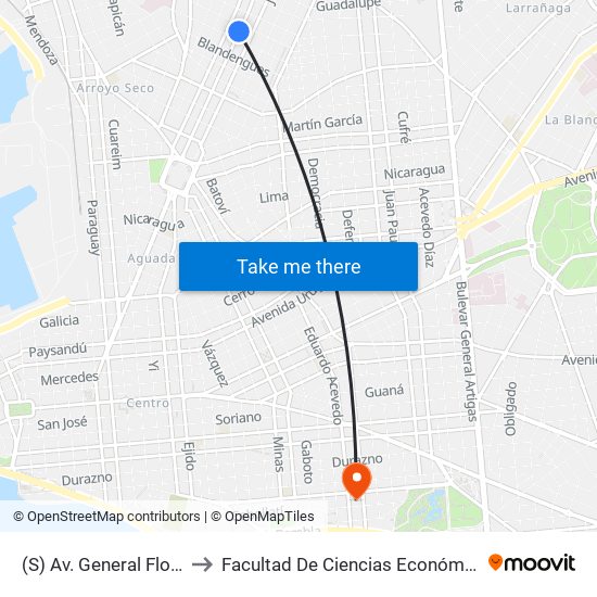 (S) Av. General Flores - Plaza Goes to Facultad De Ciencias Económicas Y De Administración map