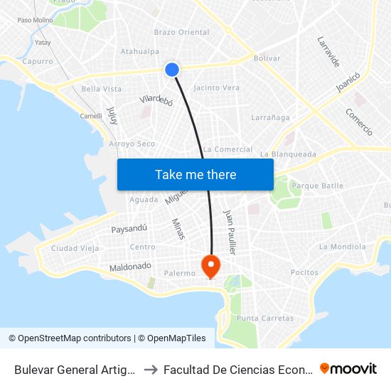 Bulevar General Artigas Y Av. Gral. San Martín to Facultad De Ciencias Económicas Y De Administración map