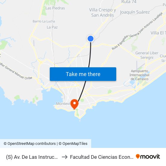 Av. De Las Instrucciones Y Av. José Belloni to Facultad De Ciencias Económicas Y De Administración map