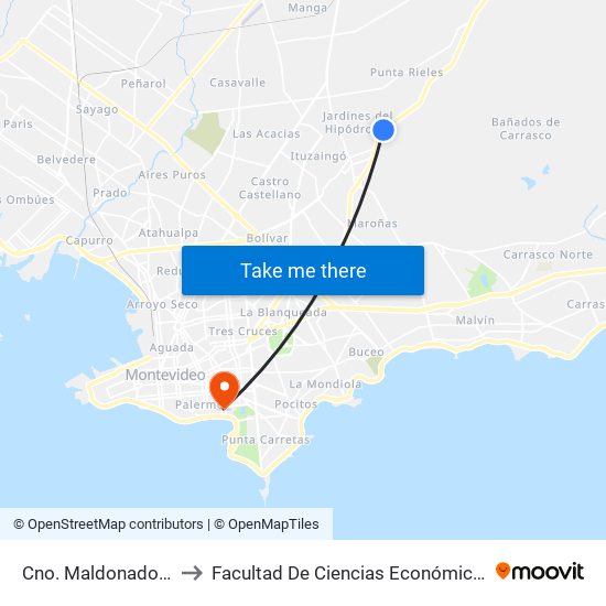Cno. Maldonado & Luis Braille to Facultad De Ciencias Económicas Y De Administración map
