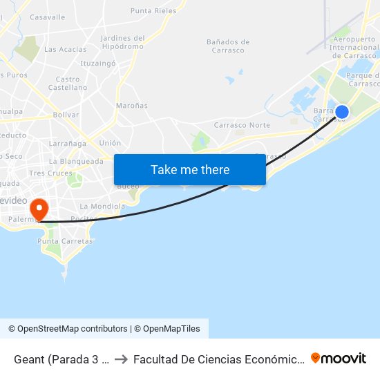 Geant  (Parada 3 Giannattasio) to Facultad De Ciencias Económicas Y De Administración map