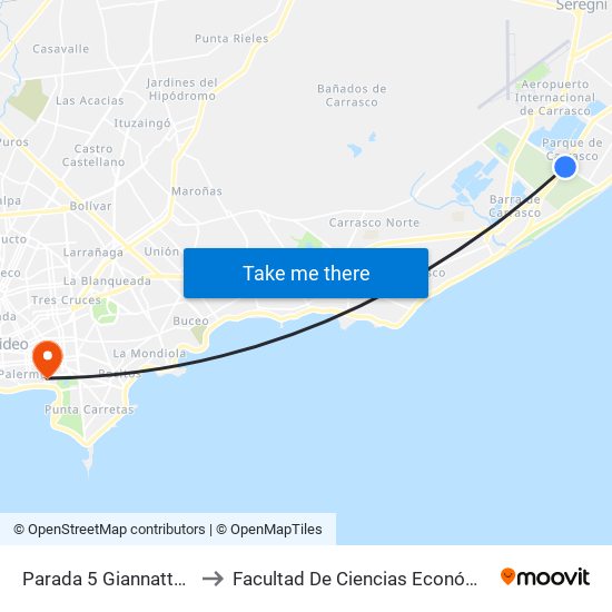 Parada 5 Giannattasio (Esq. Racine) to Facultad De Ciencias Económicas Y De Administración map