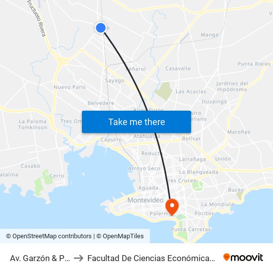 Av. Garzón & Plaza Colón to Facultad De Ciencias Económicas Y De Administración map