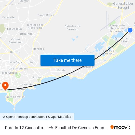 Parada 12 Giannattasio (Esq. Cruz Del Sur) to Facultad De Ciencias Económicas Y De Administración map
