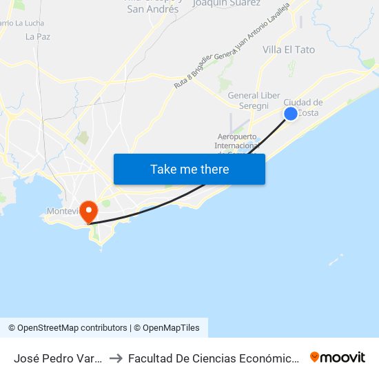 José Pedro Varela & Zucará to Facultad De Ciencias Económicas Y De Administración map