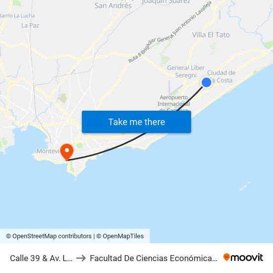 Calle 39 & Av. Los Aromos to Facultad De Ciencias Económicas Y De Administración map