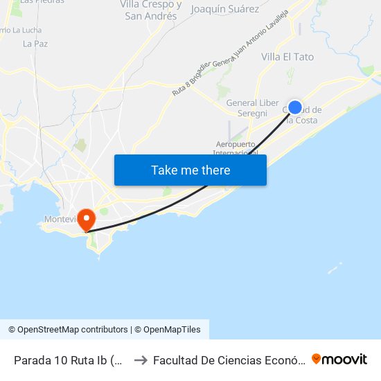 Parada 10 Ruta Ib (Esq. Márquez Castro) to Facultad De Ciencias Económicas Y De Administración map