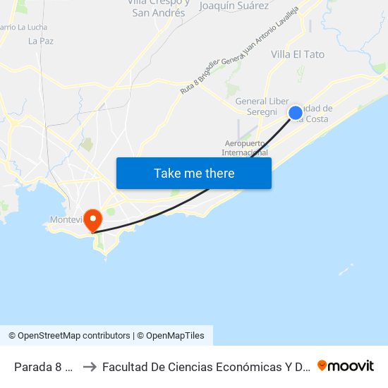 Parada 8 Ruta Ib to Facultad De Ciencias Económicas Y De Administración map