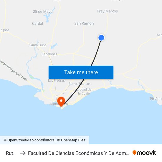 Ruta 7 to Facultad De Ciencias Económicas Y De Administración map