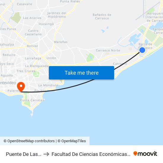 Puente De Las Américas to Facultad De Ciencias Económicas Y De Administración map
