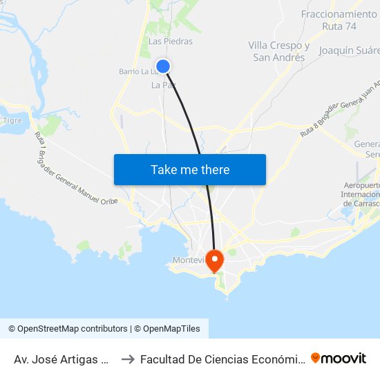 Av. José Artigas & Barrios Amorín to Facultad De Ciencias Económicas Y De Administración map