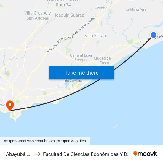 Abayubá & Irupé to Facultad De Ciencias Económicas Y De Administración map