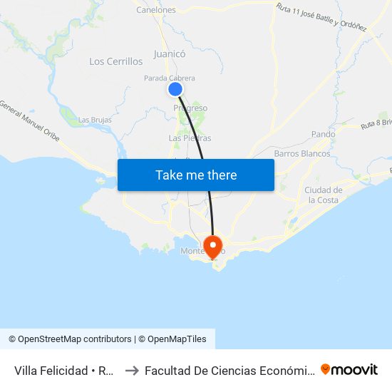 Villa Felicidad • Ruta 5 Km 32.000 to Facultad De Ciencias Económicas Y De Administración map