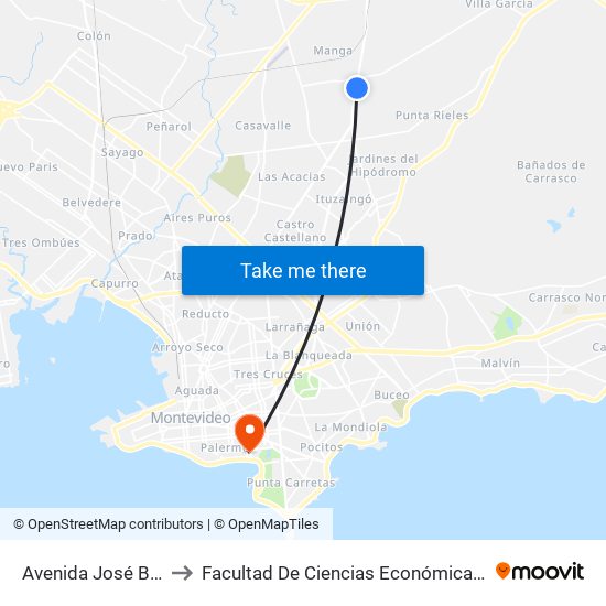 Avenida José Belloni, 4598 to Facultad De Ciencias Económicas Y De Administración map