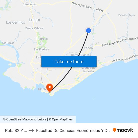 Ruta 82 Y Casas to Facultad De Ciencias Económicas Y De Administración map