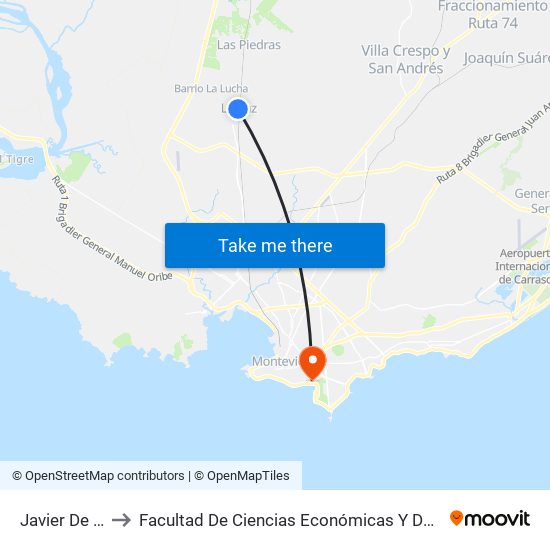 Javier De Viana to Facultad De Ciencias Económicas Y De Administración map