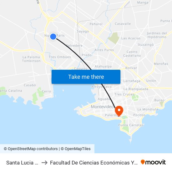 Santa Lucia Y Abiaru to Facultad De Ciencias Económicas Y De Administración map