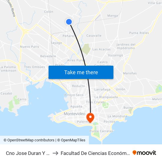 Cno Jose Duran Y Cno Coronel Raiz to Facultad De Ciencias Económicas Y De Administración map