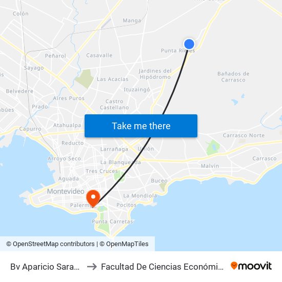 Bv Aparicio Saravia Y Campillos to Facultad De Ciencias Económicas Y De Administración map