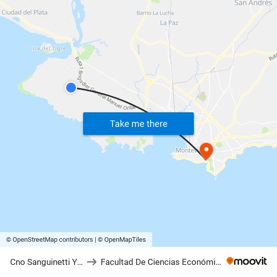 Cno Sanguinetti Y Cno O´Higgins to Facultad De Ciencias Económicas Y De Administración map