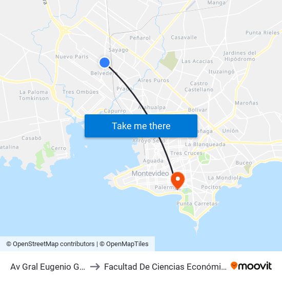 Av Gral Eugenio Garzon - Caazapa to Facultad De Ciencias Económicas Y De Administración map