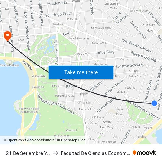21 De Setiembre Y Roque Graseras to Facultad De Ciencias Económicas Y De Administración map