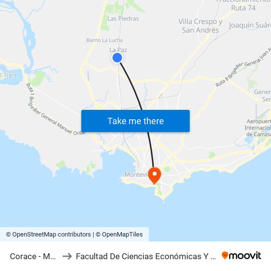 Corace - Magalona to Facultad De Ciencias Económicas Y De Administración map