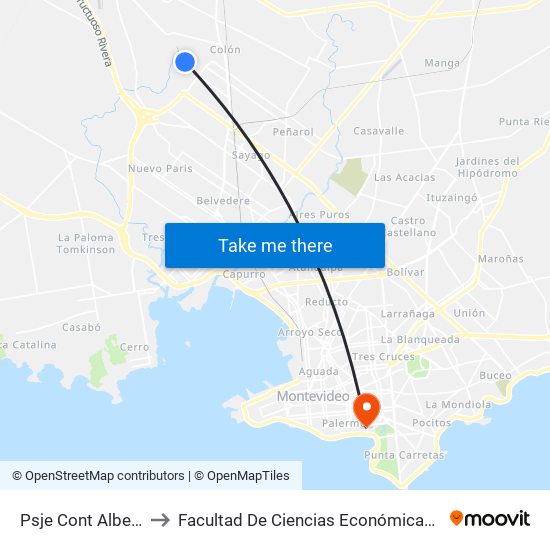 Psje Cont Albeniz - Psje J to Facultad De Ciencias Económicas Y De Administración map